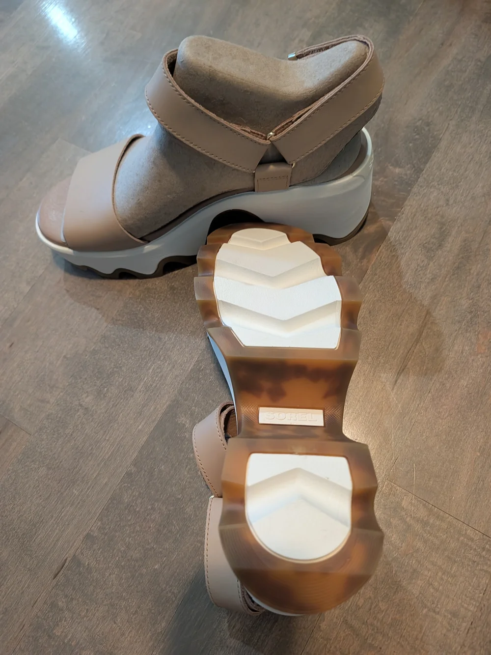 Sorel Platform Sandal in Nude Blush with Gold Accents